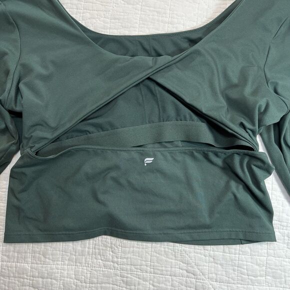 Fabletics Oasis‎ Twist Built In Bra Long Sleeve Top Forest Green Womens XXL 1X - Picture 5 of 12
